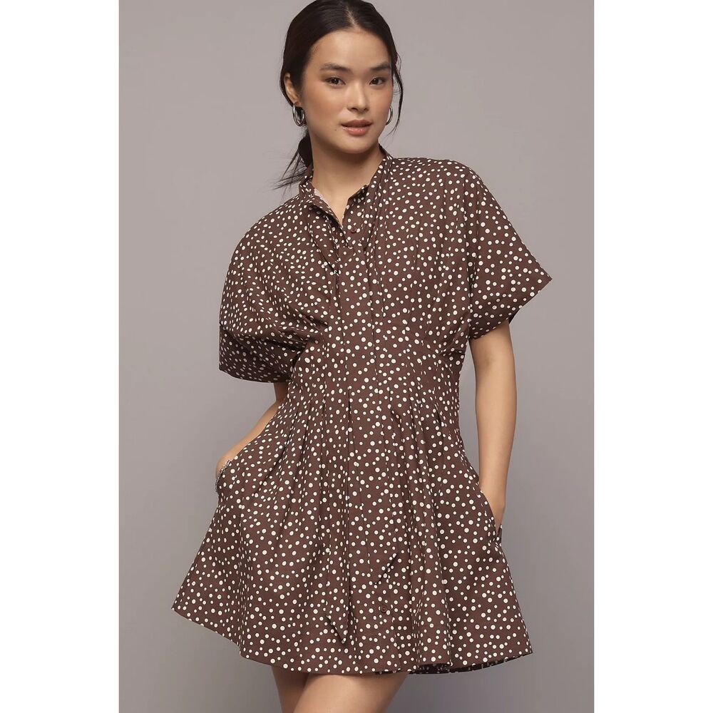 New Anthropologie The Tobie Tie-Neck Shirt Dress by Exquise sz M